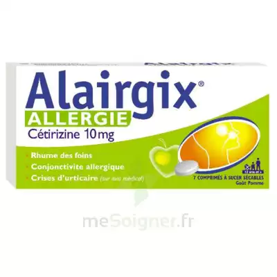 Alairgix Allergie Cetirizine 10 Mg Comprimés à Sucer Séc Plq/7 à LA-RIVIERE-DE-CORPS